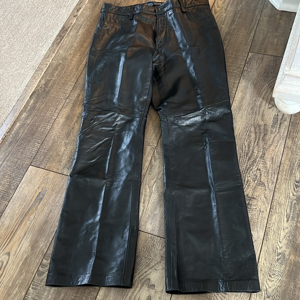 GAP Black Genuine Leather Bootcut Pants. - Picture 6 of 14